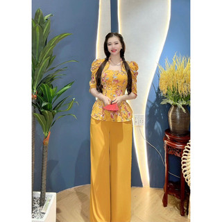 BÀ BA CỔ NỮ HOÀNG VẢI LỤA MANGO QUẦN ỐNG SUÔNG