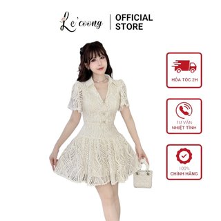 Váy Đẹp Dáng Ngắn LECOONG V546 Đầm Dự Tiệc Cổ V Nơ