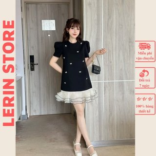 Đầm Đẹp Dáng Ngắn Váy Dự Tiệc Chân Váy Bồng Đá Nơ_Lerin V547