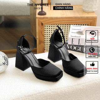 Giày sandal cao gót nữ 9p gót vuông bít mũi - thenysmile - ella