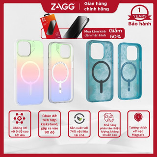 Ốp lưng chống sốc bảo vệ ZAGG Milan Snap cho iPhone 15 Series - vật liệu Graphene, kháng khuẩn, vòng từ Magsafe, BH1năm