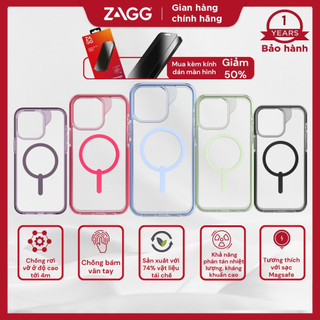 Ốp lưng trong chống sốc bảo vệ ZAGG Santa Cruz Snap cho iPhone 15 Pro/ProMAX - vật liệu Graphene, kháng khuẩn, Magsafe