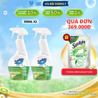 Combo 2 Nước lau đa năng Sunlight Chanh & Sả|Phiên bản nâng cấp từ Cif|Sạch bóng kin kít, không nhờn rít|Chai 500ml