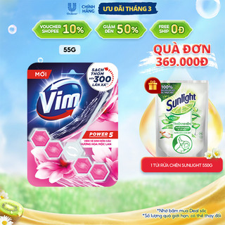 Viên Treo Bồn Cầu VIM POWER 5 sạch khuẩn thơm mát 55g/viên
