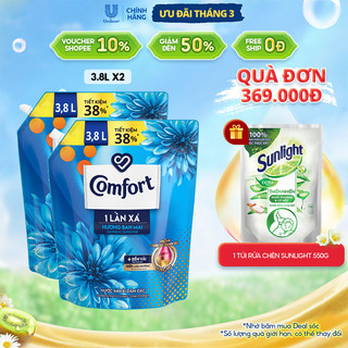 Combo 2 túi nước xả làm mềm vải Comfort Chăm sóc Chuyên sâu Đậm đặc Một lần xả túi 3.8L/túi