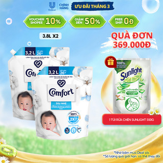 Combo 2 Túi Nước Xả Vải Comfort Dịu Nhẹ 3.8L/túi