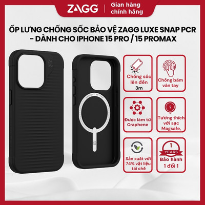 Ốp lưng chống sốc bảo vệ ZAGG Luxe Snap PCR cho iPhone 15 Series, bảo hành 1 năm
