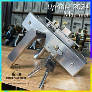 Khoá inox tay gạt loại mỏng dùng cho cửa gỗ phòng ngủ