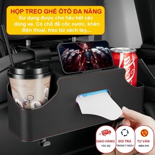 [Giá sốc]  Hộp Đựng Đồ ÔTô Da PU Đa Năng Treo Sau Ghế Có Khay Để Cốc, Giá Để Điện Thoại, Hộp Đựng Giấy, Móc Treo Đồ