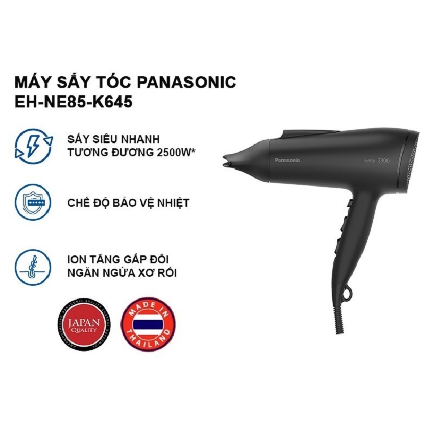 Máy sấy tóc ionity Panasonic EH-NE85-K645 bảo vệ tóc - Sấy siêu nhanh 2300W, hiệu suất sấy tương đương 2500W