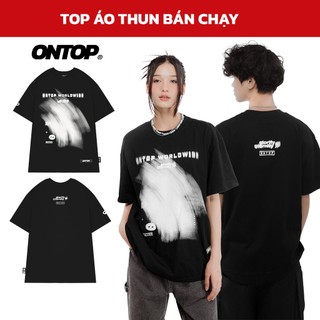 Áo thun đen nam nữ ONTOP form rộng họa tiết cá tính local brand Ripple | O21-T8