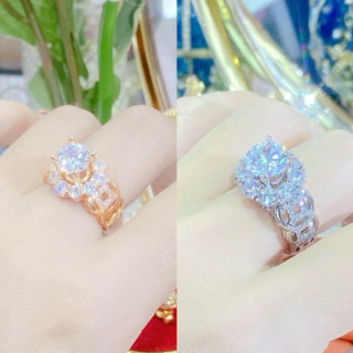 Nhẫn kim tiền đính đá bên hông mẫu mới Kami trang sức sỉ NXD7