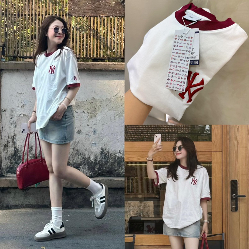 (ẢNH TỰ CHỤP) Áo thun thêu N.Y// cổ bo viền fulltag