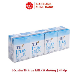 Lốc 4 hộp sữa th true milk ít đường 110ml