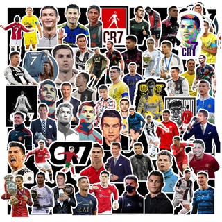 Sticker Chống Nước - 50 cái Sticker Ronaldo CR7 dán mũ bảo hiểm, hình dán Ronaldo chống nước, decal hình cầu thủ Ronaldo