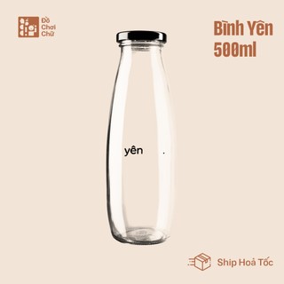 Bình "yên" thuỷ tinh lớn 500ml - quà tặng văn vở