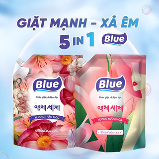 Nước giặt xả blue hương nước hoa, thảo mộc lưu hương - bịch 2l