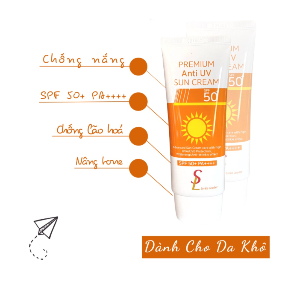 Kem Chống Nắng Nâng Tông Smile Leader Sun Cream SPF50 Tuýp 60ml