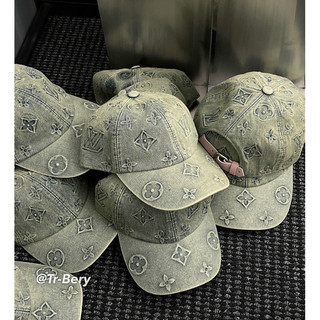 Cặp mũ bucket và lưỡi trai LV denim loang nam per lê bảo