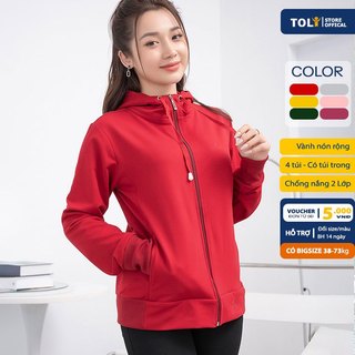 Áo khoác nữ TOLI có túi trong, vành mũ rộng chống nắng tốt, vải dày dặn cao cấp, có bigisze 