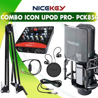 Combo livestream thu âm takstar mic pc k850, soundcard icon upod pro, tai nghe ts2260