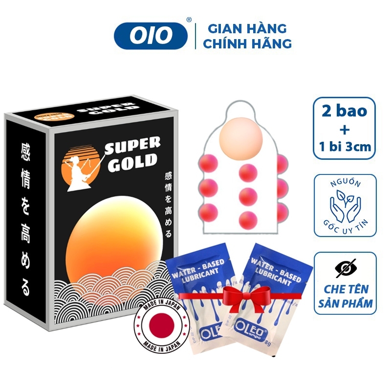 Combo bao cao su bi Super Gold siêu mỏng hộp 2 cái kéo dài thời gian quan hệ