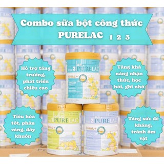 Combo 2 lon sữa bột purelac số 1,2,3 lon 800g hàng chính hãng. date luôn mới.