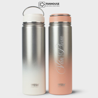 Bình giữ nhiệt Gradient 750ml cao cấp 12h Fan House ly nước toàn bộ bằng inox 304, cốc nước khắc tên