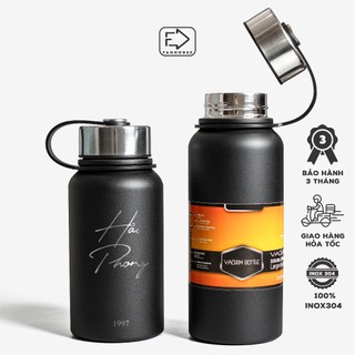 Bình giữ nhiệt Titan thể thao 800, 1100ml vỏ carbon chống xước giữ nhiệt 24h Fan House bình nước khắc tên tặng rửa bình