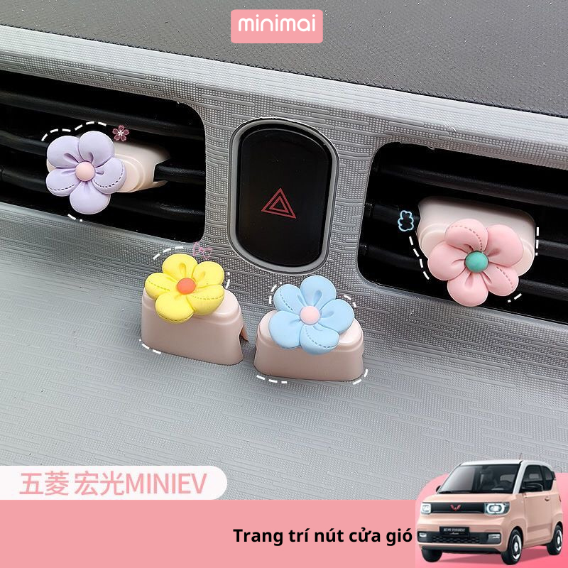 Wuling mini ev trang trí nút cửa gió, phụ kiện trang trí nội thất hoạt hình dễ thương wuling mini ev