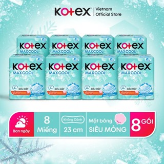 Lốc 8 gói Băng vệ sinh Kotex Maxcool Spa siêu mỏng cánh và không cánh(mát lạnh )