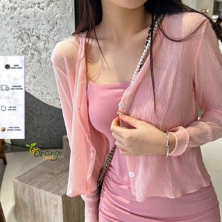  Áo Khoác Mỏng Áo Cadigan Nữ Dáng Ngắn Dài Tay Phong Cách Hàn Quốc Vải Nhún Siêu Xinh Phù Hợp Với Mọi Lứa Tuổi Orange 