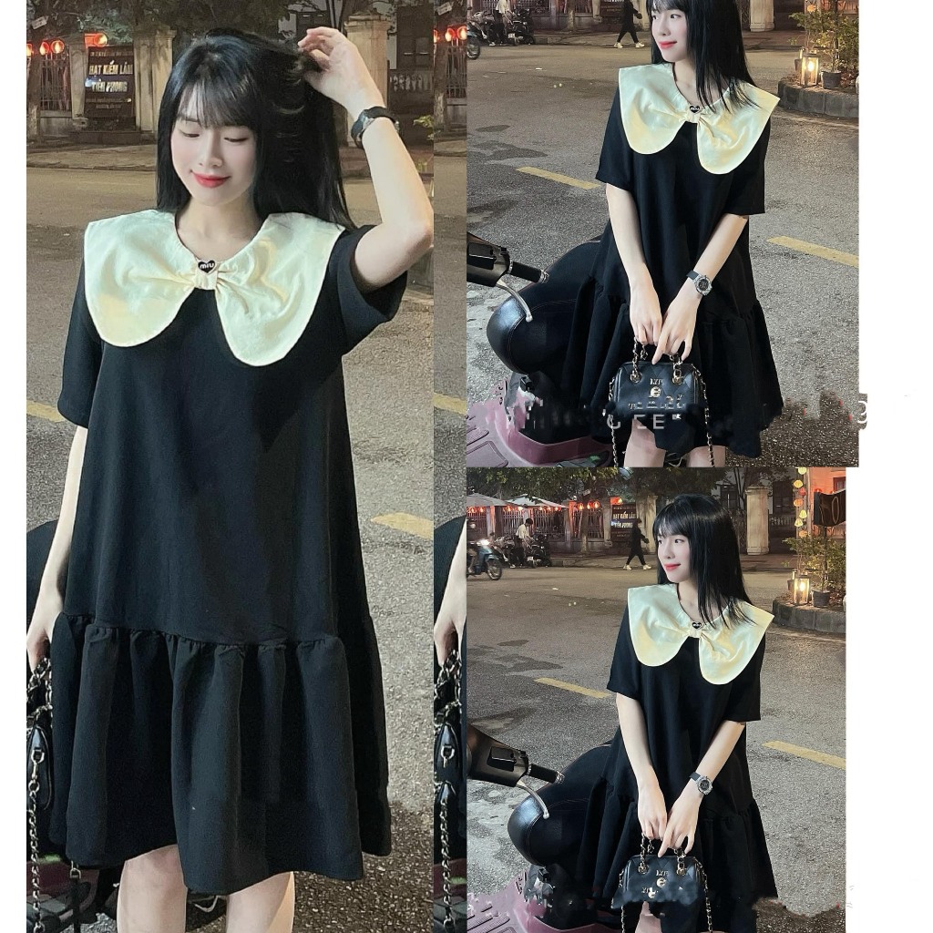 Váy Đuôi Cá Cổ Sen, Chất Váy Umi Dày Dặn, Bầu Bí Bon Chen Được