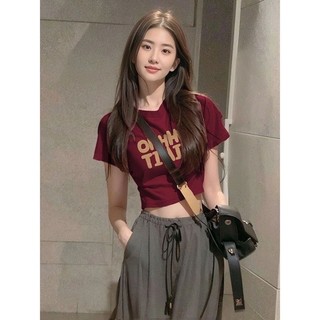 Áo Croptop Tay Ngắn Hoạ Tiết In Chữ OHHHH