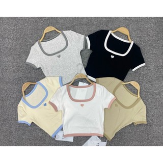 Áo croptop trái tim - chất thun gân co giãn tốt