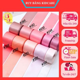 Ruy băng satin loại đẹp lụa bóng 2 mặt tone hồng