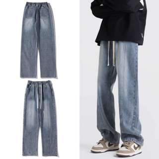 Quần JEAN baggy TIC lưng chun nam nữ unisex 2 màu XANH/XÁM 🖤 Nam nữ unisex 🖤 Quần baggy ống suông Jaystoree