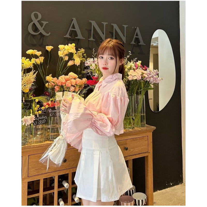 Áo sơ mi tay bồng loe dáng croptop CỔ SEN tiểu thư 4 MÀU | BigBuy360 - bigbuy360.vn