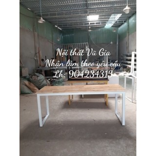 Bàn làm việc bàn học, bàn chân sắt mặt gỗ cao su kích thước theo yêu cầu