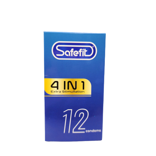 Bao cao su safefit 4in1, siêu mỏng, co giãn, có gân gai, kéo dài thời gian quan hệ, hộp 3 & 12 cái