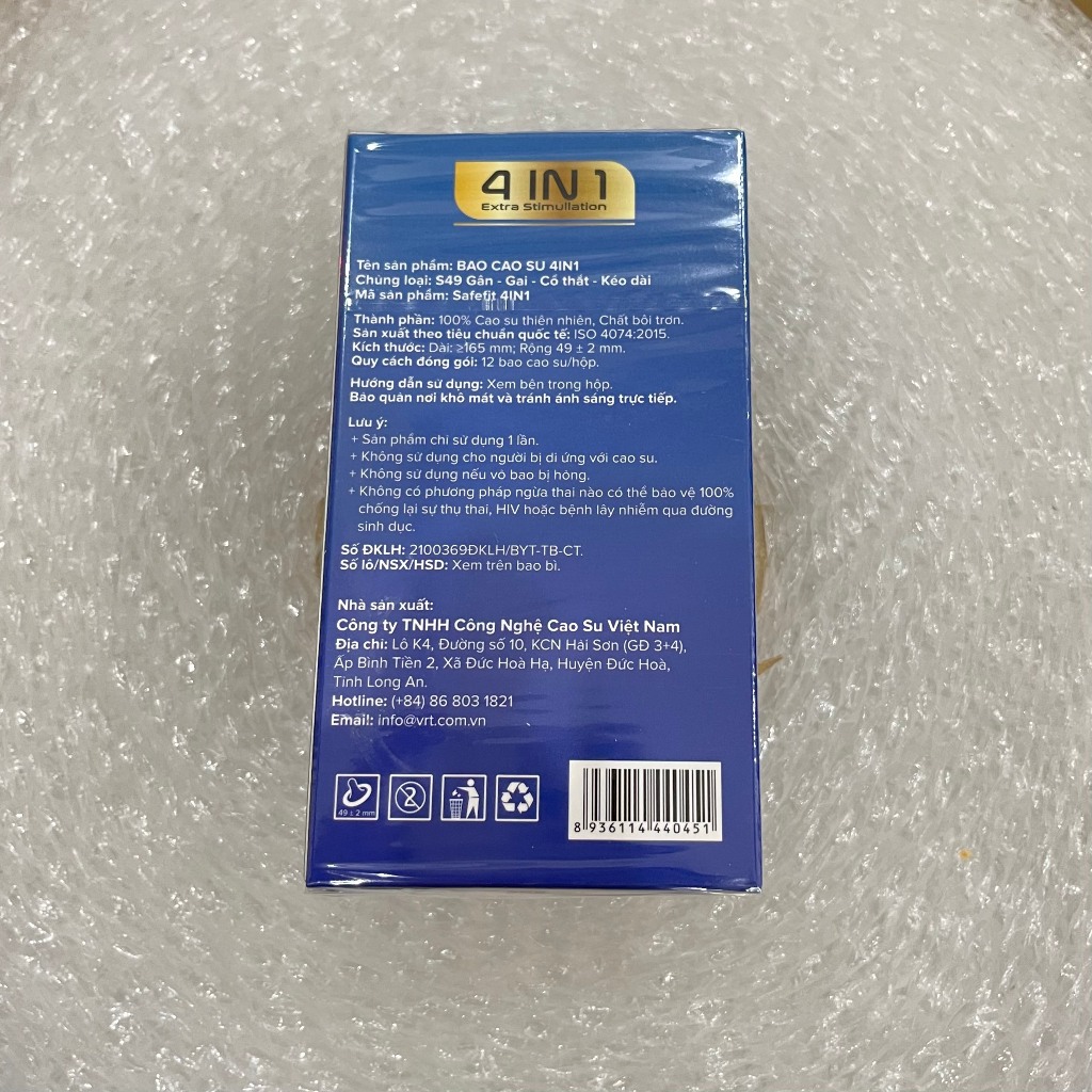 Bao cao su safefit 4in1, siêu mỏng, co giãn, có gân gai, kéo dài thời gian quan hệ, hộp 3 & 12 cái