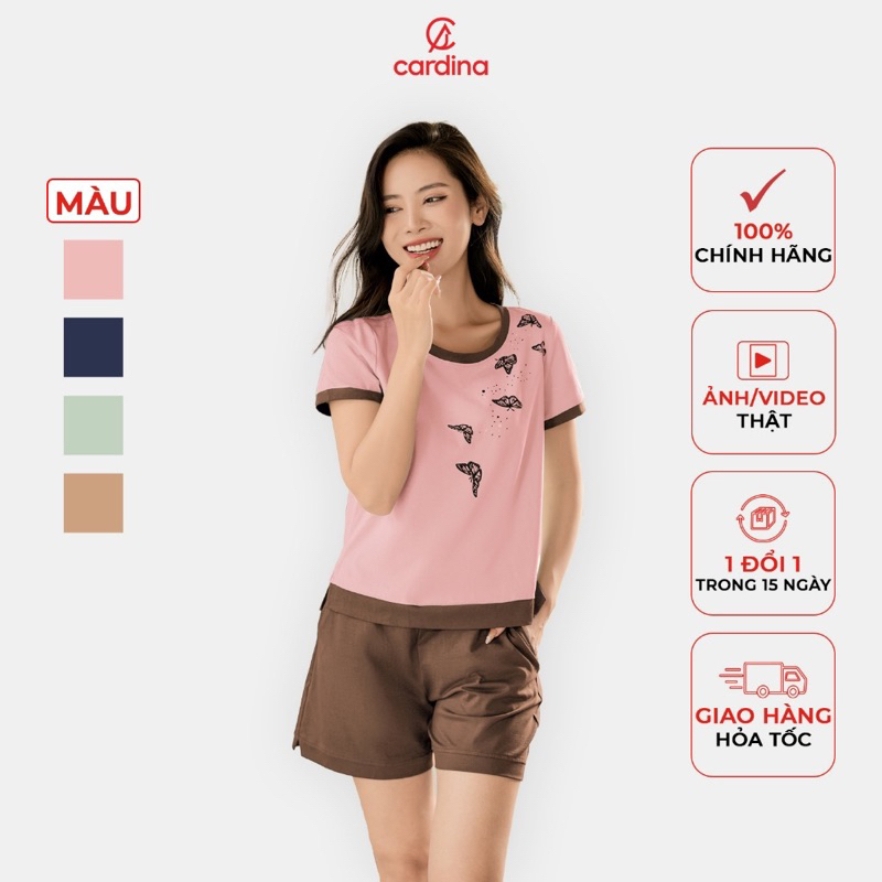 Bộ cotton nữ CARDINA chất liệu cao cấp phom dáng rộng rãi thoải mái 4BCN02