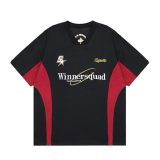 Áo thun nam nữ cotton , áo thun jersey dáng rộng đen đỏ phối kẻ 3 sọc sau lưng áo cá tính