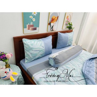 Bộ Ga gối chất lụa tencel lụa mềm mịn sang trọng họa tiết sang sạch, mát mắt