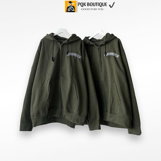 Áo Khoác Form Rộng Dây Kéo Xanh Rêu NEVERTHAT