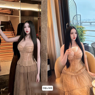 Set đồ nữ áo cúp ngực ren chân váy maxi dáng dài sang lắm