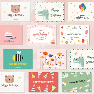 Thiệp hình chữ nhật 10x14cm | happy birthday, i love you, farewell | chúc mừng sinh nhật, tình yêu, tạm biệt | dễ thương