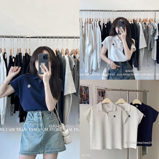 ÁO THUN POLO TAY HẾN THÊU LOGO”TB” style Ulzzang 510(đọc mô tả nhé ạ)