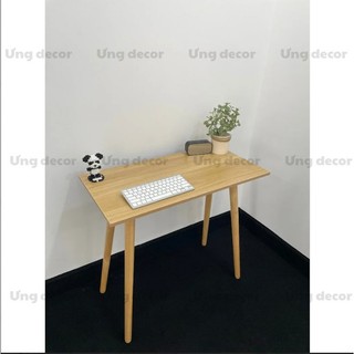 Bàn học, bàn làm việc chân gỗ phong cách Bắc Âu chính hãng 100% 2 màu trắng và gỗ