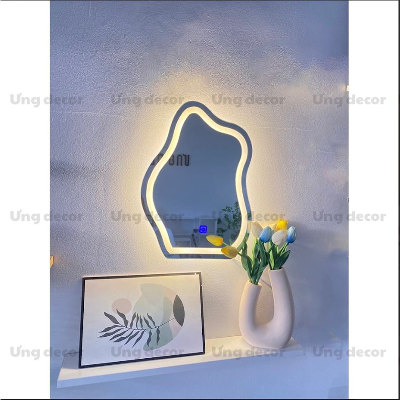 Gương tròn led 3 màu, gương đám mây decor D40, D50  giá sỉ,  siêu hot chính hãng Ưngdecor